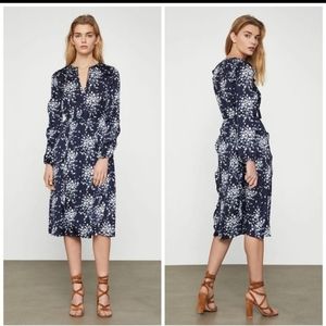 BCBG Maxazria Floral Midi Long Sleeve Dress